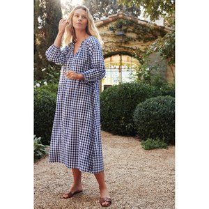 Lake Pajamas Hammock Midi Dress in Navy Gingham